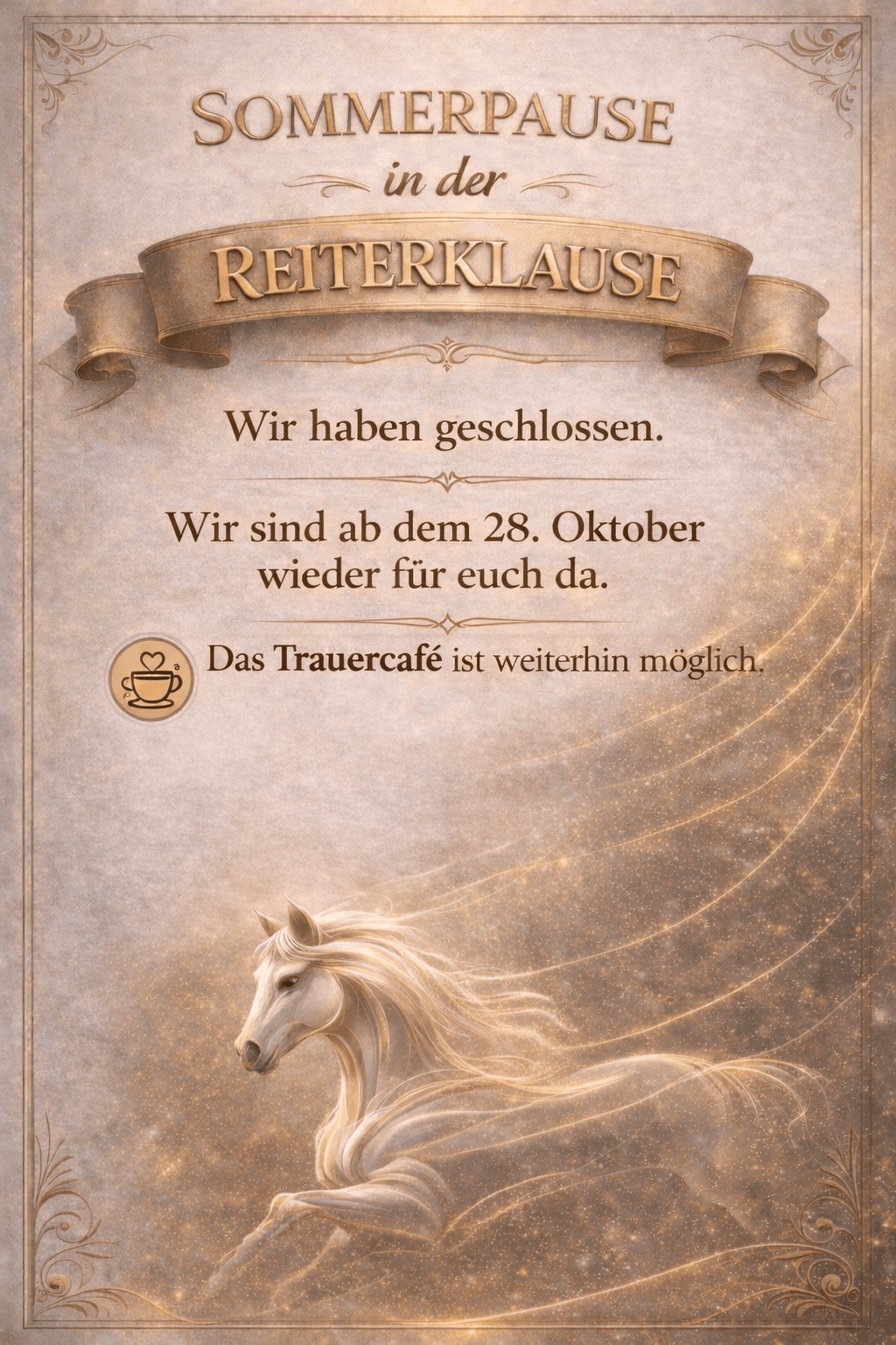 Sommerpause Reiterklause - Speisekarte April 2026